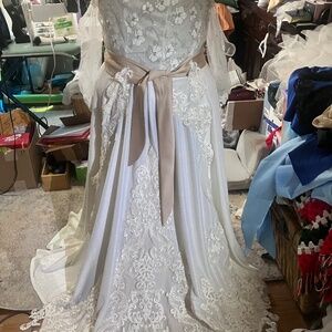 Handcrafted Iridescent Elven lace Wedding Dress